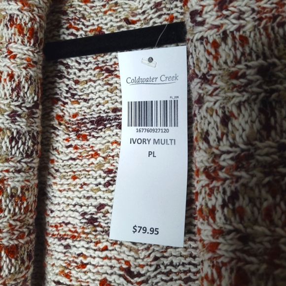 Coldwater Creek BNWT PL duster cardigan - Ivory Multi - Picture 5 of 9